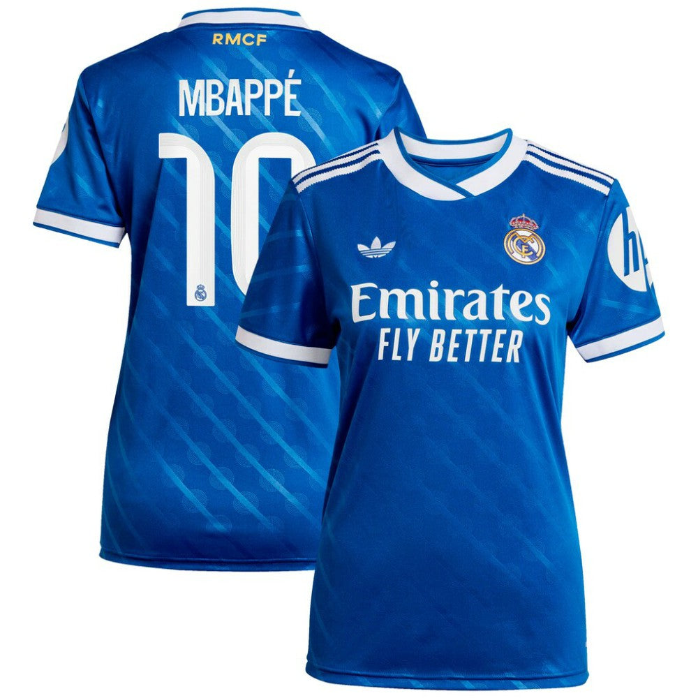 Kylian Mbappé Real Madrid Women's 2025/26 Third Replica Player Jersey Blue - Adidas cheap
