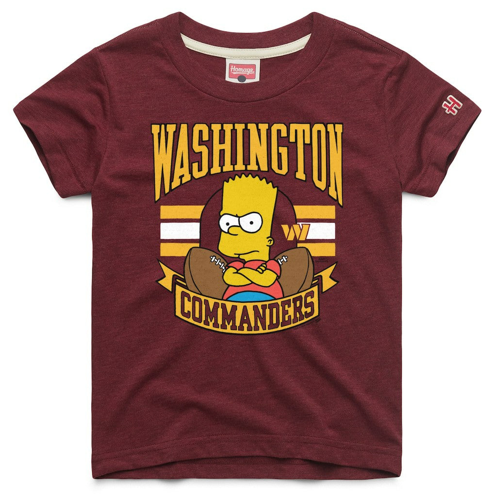 Washington Commanders Homage x The Simpsons Youth Tri-Blend T-Shirt - Burgundy T-shirts