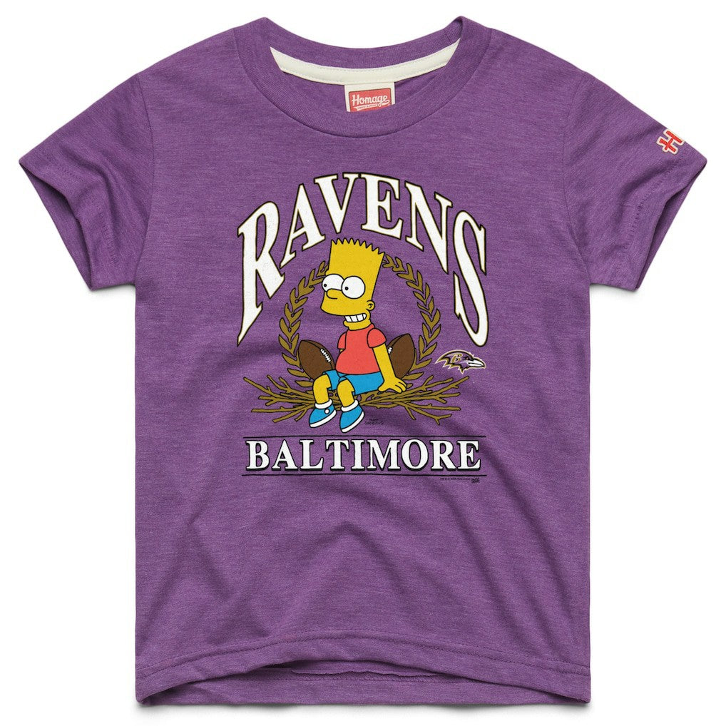 Baltimore Ravens Homage x The Simpsons Youth Tri-Blend T-Shirt - Purple T-shirts