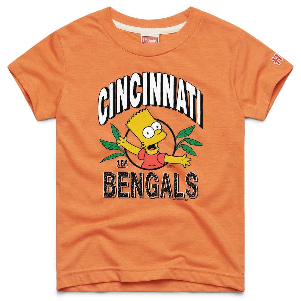Cincinnati Bengals Homage x The Simpsons Youth Tri-Blend T-Shirt - Orange T-shirts