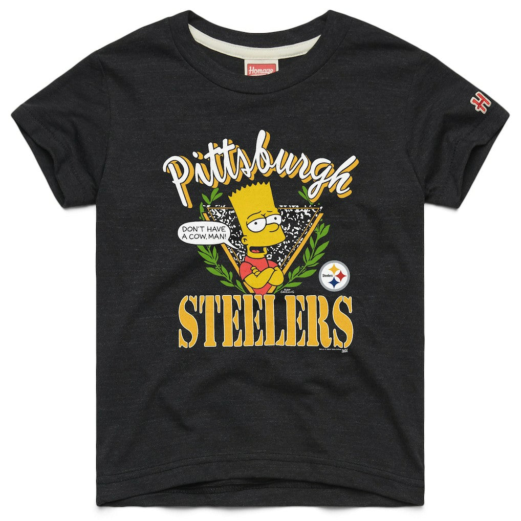 Pittsburgh Steelers Homage x The Simpsons Youth Tri-Blend T-Shirt - Black T-shirts