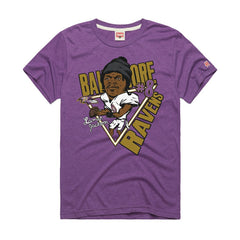 Lamar Jackson Baltimore Ravens Homage Unisex Caricature Player Graphic Tri-Blend T-Shirt - Purple T-shirts