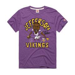 Justin Jefferson Minnesota Vikings Homage Unisex Caricature Player Graphic Tri-Blend T-Shirt - Purple T-shirts