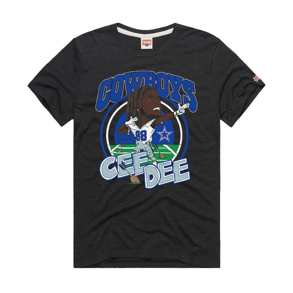 CeeDee Lamb Dallas Cowboys Homage Unisex Caricature Player Graphic Tri-Blend T-Shirt - Charcoal T-shirts
