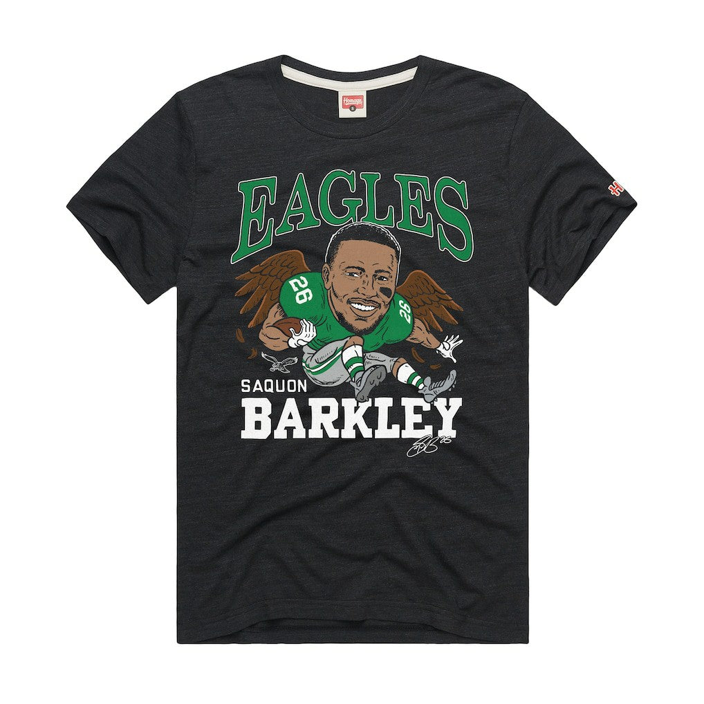 Saquon Barkley Philadelphia Eagles Homage Unisex Caricature Player Graphic Tri-Blend T-Shirt - Charcoal T-shirts