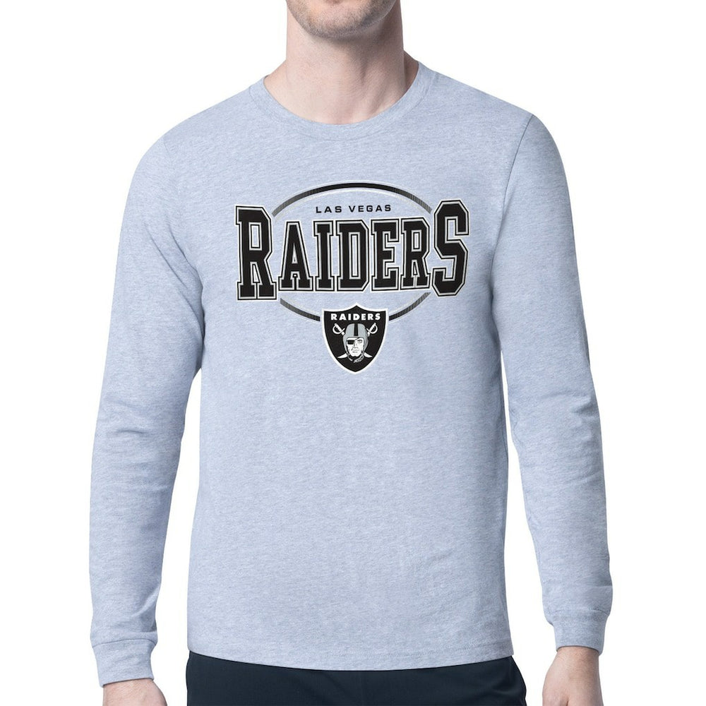 Las Vegas Raiders Starter Team Track Graphic Long Sleeve T-Shirt - Heather Gray T-shirts