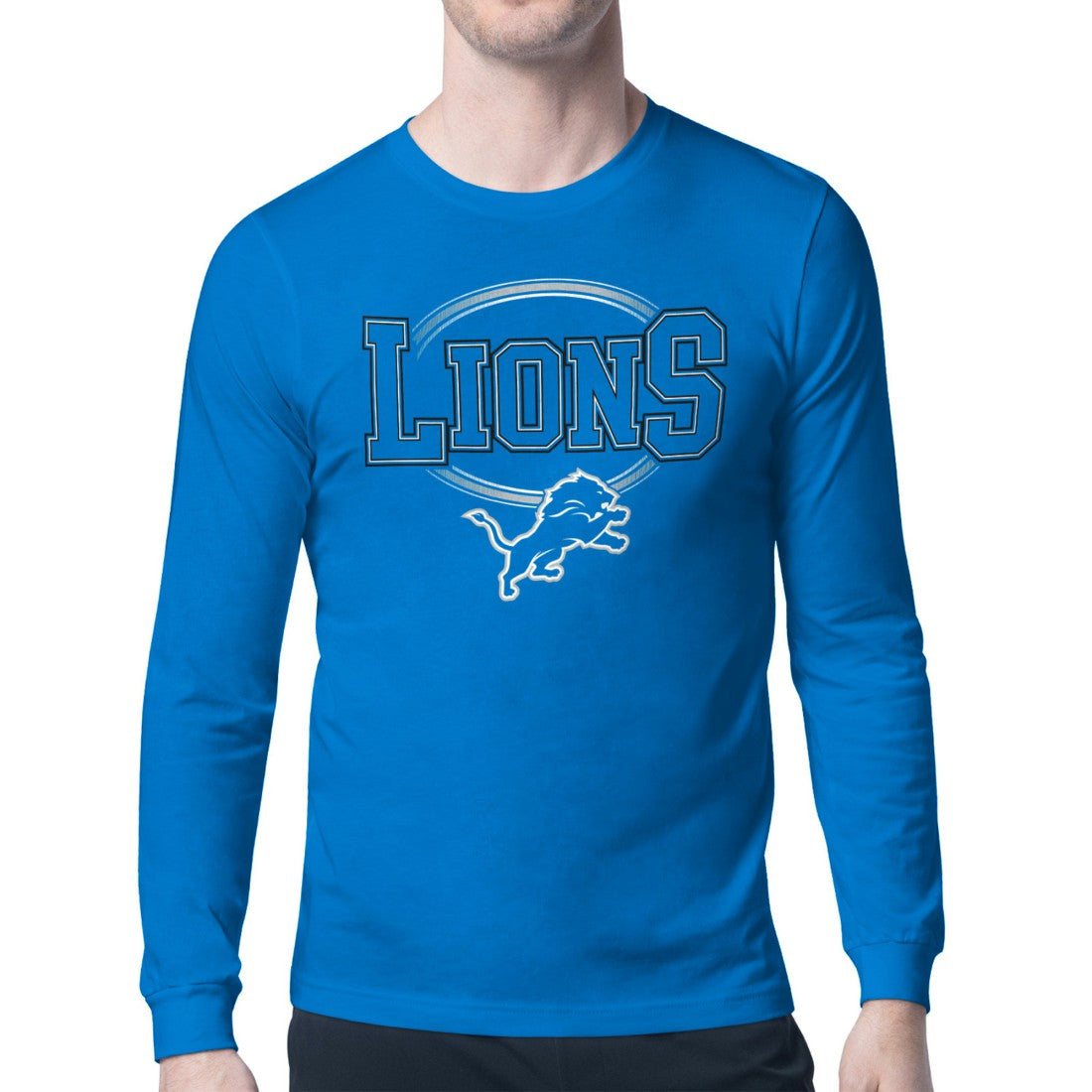 Detroit Lions Starter Team Track Graphic Long Sleeve T-Shirt - Blue T-shirts