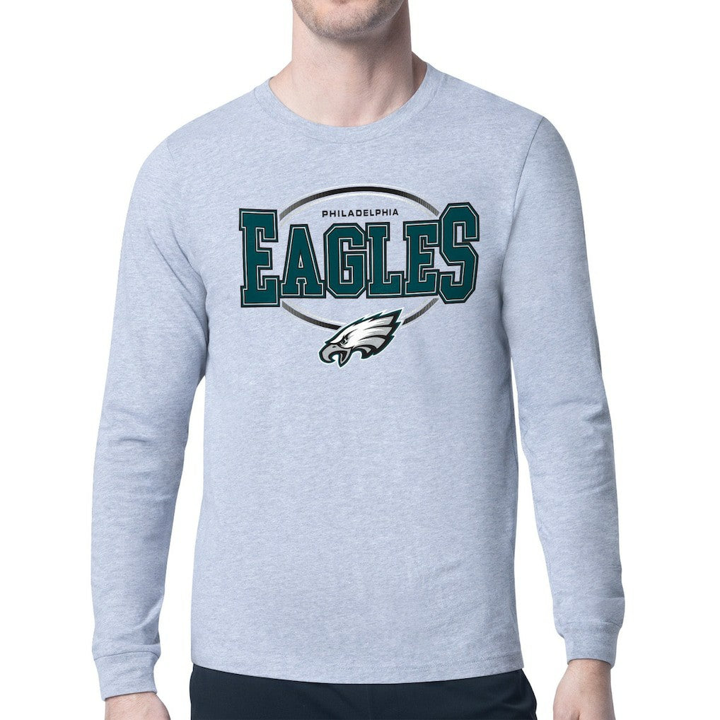 Philadelphia Eagles Starter Team Track Graphic Long Sleeve T-Shirt - Heather Gray T-shirts