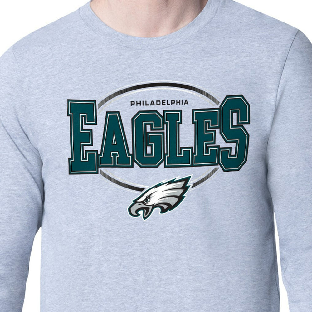 Philadelphia Eagles Starter Team Track Graphic Long Sleeve T-Shirt - Heather Gray T-shirts