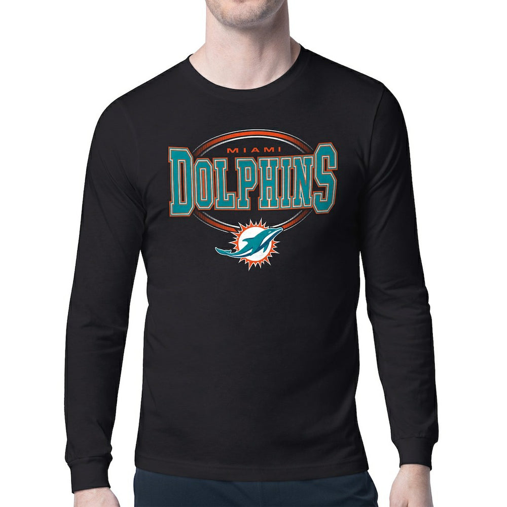 Miami Dolphins Starter Team Track Graphic Long Sleeve T-Shirt - Black T-shirts