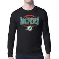Miami Dolphins Starter Team Track Graphic Long Sleeve T-Shirt - Black T-shirts