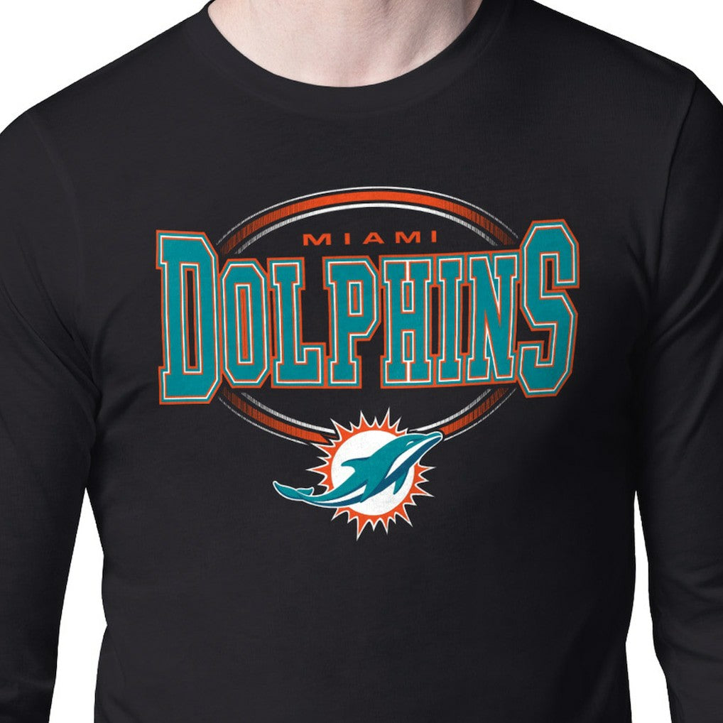 Miami Dolphins Starter Team Track Graphic Long Sleeve T-Shirt - Black T-shirts