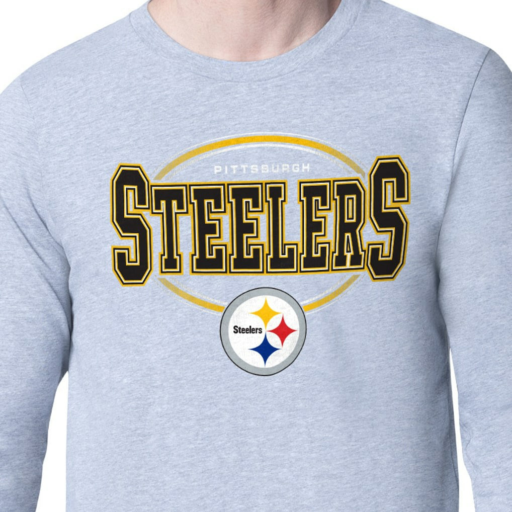 Pittsburgh Steelers Starter Team Track Graphic Long Sleeve T-Shirt - Heather Gray T-shirts