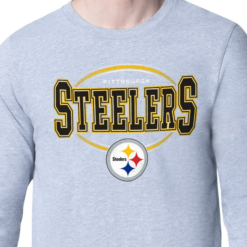 Pittsburgh Steelers Starter Team Track Graphic Long Sleeve T-Shirt - Heather Gray T-shirts