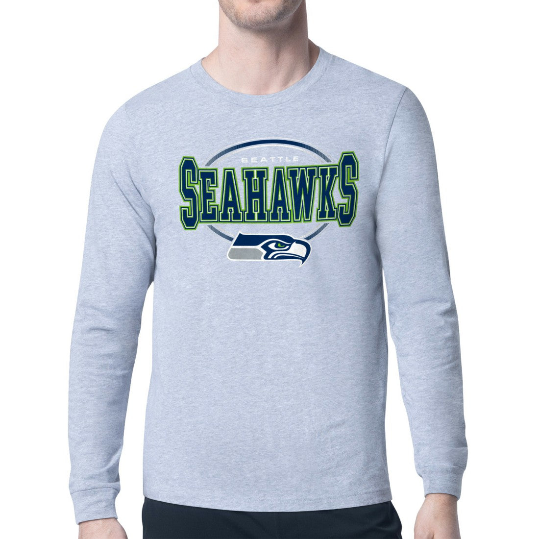Seattle Seahawks Starter Team Track Graphic Long Sleeve T-Shirt - Heather Gray T-shirts