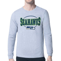 Seattle Seahawks Starter Team Track Graphic Long Sleeve T-Shirt - Heather Gray T-shirts