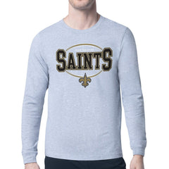 New Orleans Saints Starter Team Track Graphic Long Sleeve T-Shirt - Heather Gray T-shirts