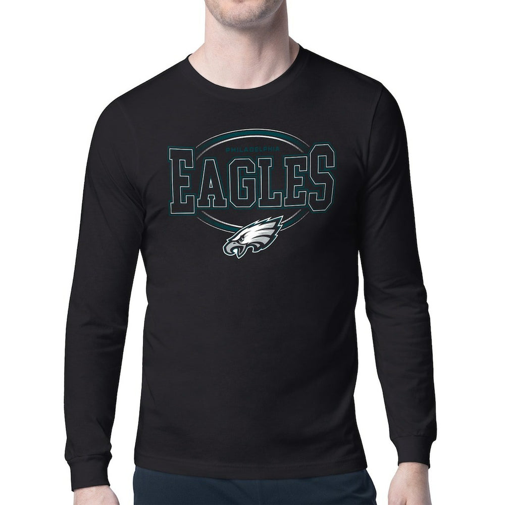 Philadelphia Eagles Starter Team Track Graphic Long Sleeve T-Shirt - Black T-shirts