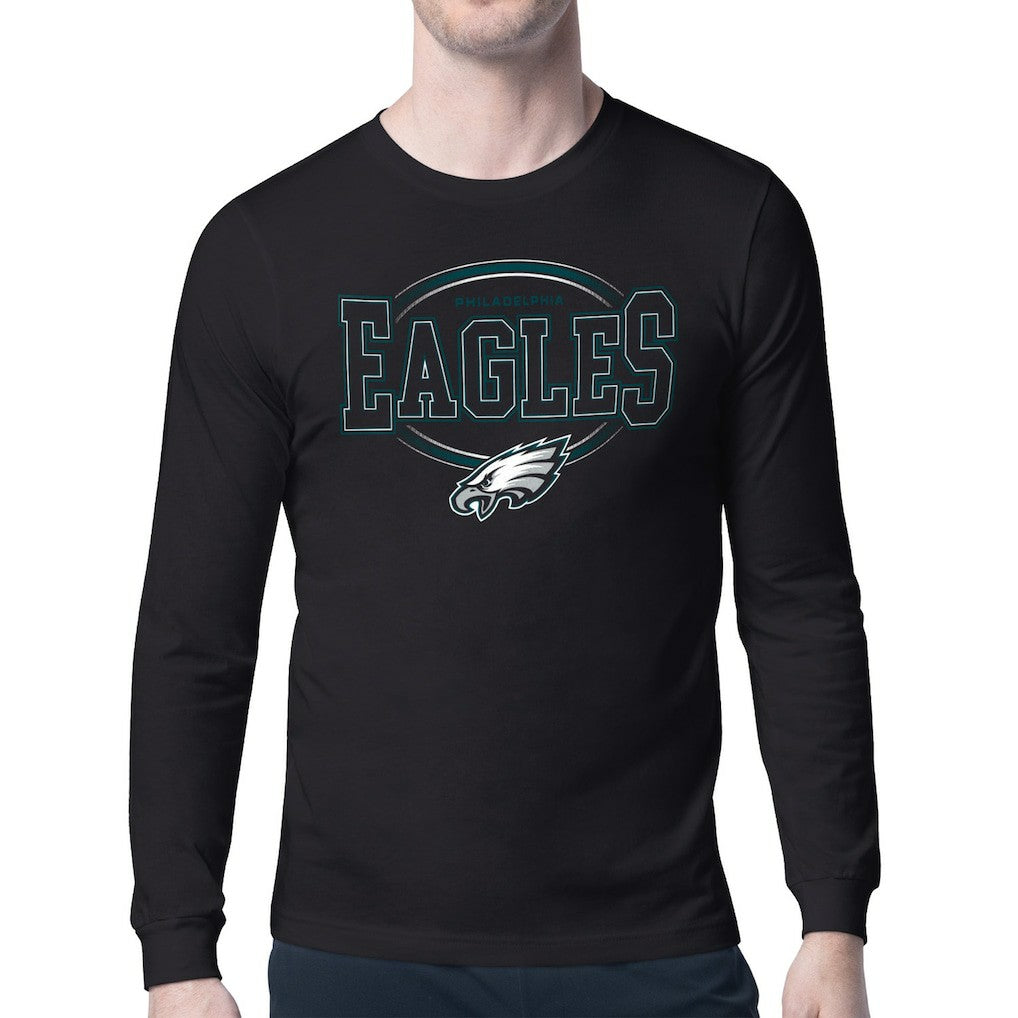 Philadelphia Eagles Starter Team Track Graphic Long Sleeve T-Shirt - Black T-shirts