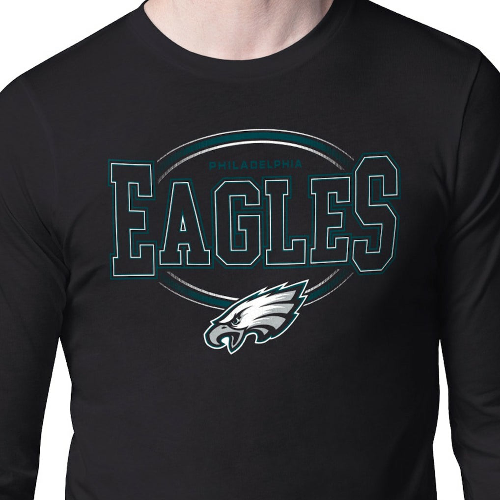 Philadelphia Eagles Starter Team Track Graphic Long Sleeve T-Shirt - Black T-shirts