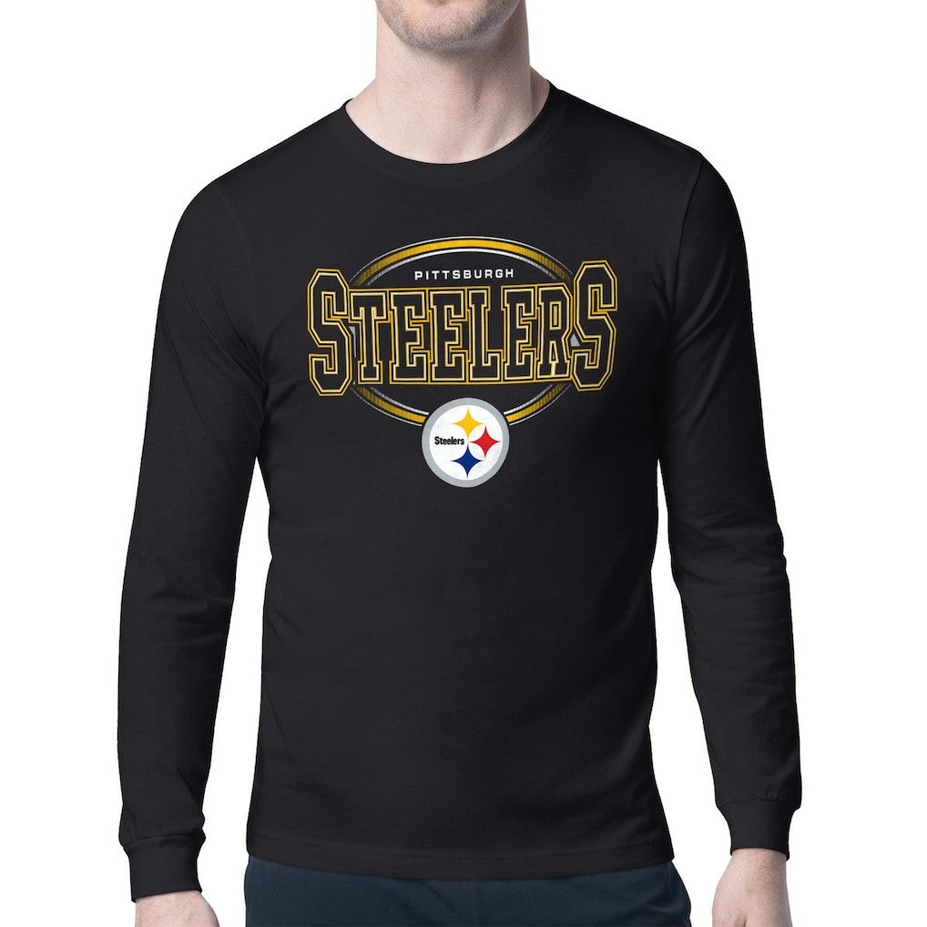 Pittsburgh Steelers Starter Team Track Graphic Long Sleeve T-Shirt - Black T-shirts