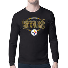 Pittsburgh Steelers Starter Team Track Graphic Long Sleeve T-Shirt - Black T-shirts