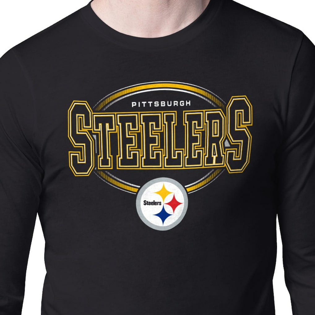 Pittsburgh Steelers Starter Team Track Graphic Long Sleeve T-Shirt - Black T-shirts
