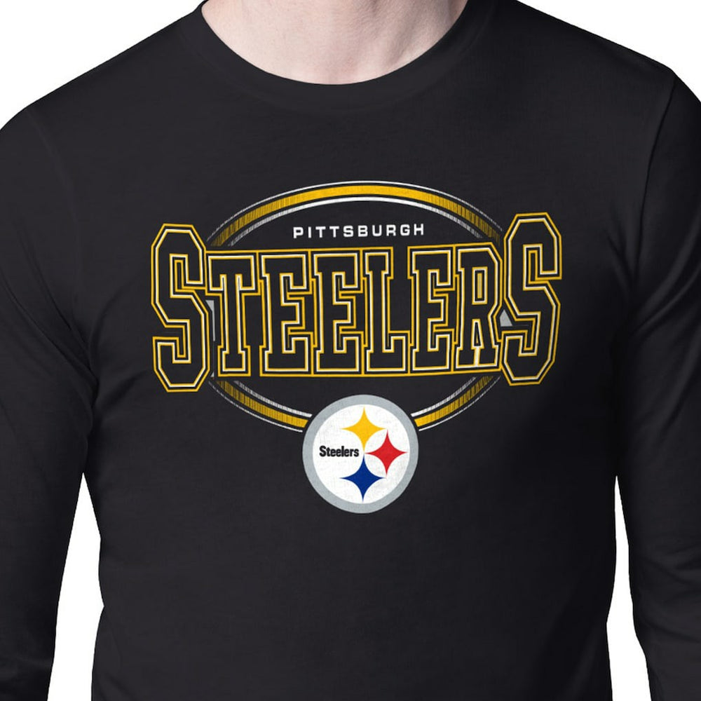 Pittsburgh Steelers Starter Team Track Graphic Long Sleeve T-Shirt - Black T-shirts