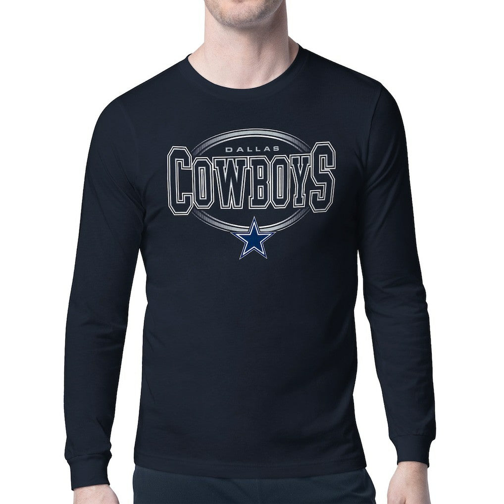 Dallas Cowboys Starter Team Track Graphic Long Sleeve T-Shirt - Navy T-shirts