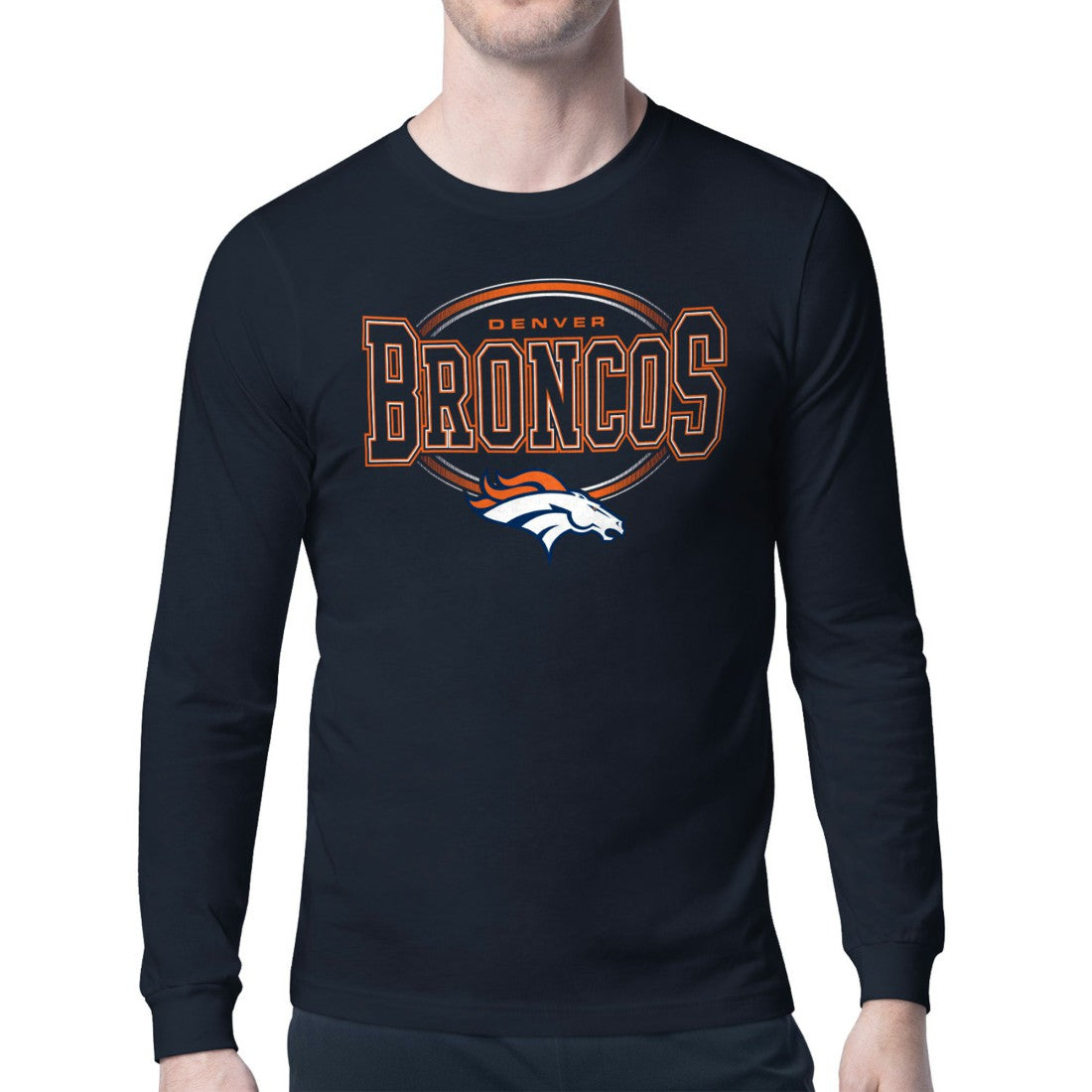Denver Broncos Starter Team Track Graphic Long Sleeve T-Shirt - Navy T-shirts
