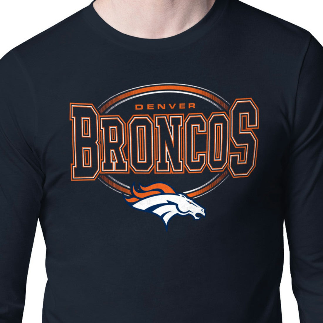 Denver Broncos Starter Team Track Graphic Long Sleeve T-Shirt - Navy T-shirts