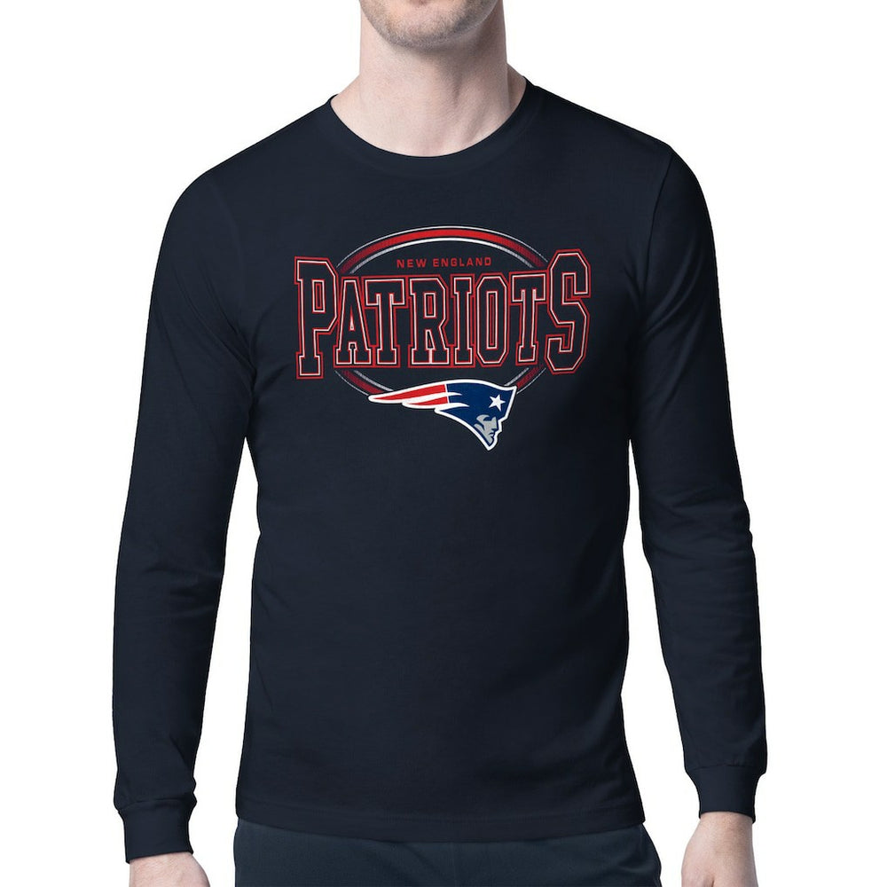 New England Patriots Starter Team Track Graphic Long Sleeve T-Shirt - Navy T-shirts