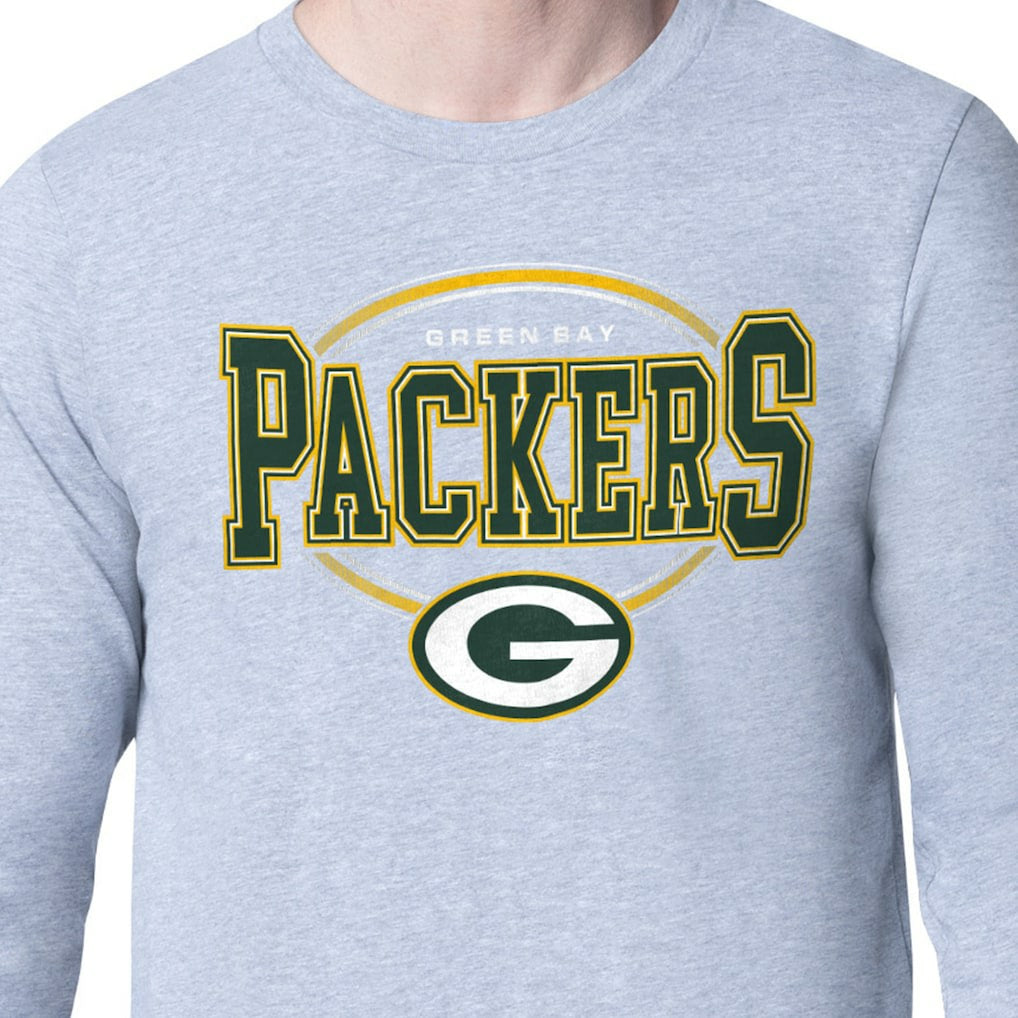 Green Bay Packers Starter Team Track Graphic Long Sleeve T-Shirt - Heather Gray T-shirts