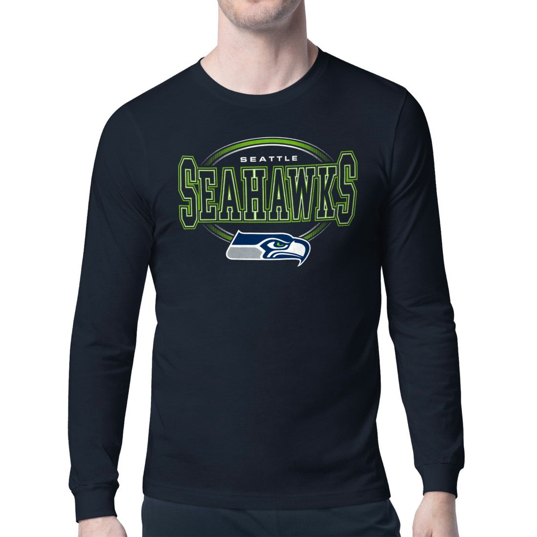 Seattle Seahawks Starter Team Track Graphic Long Sleeve T-Shirt - College Navy T-shirts