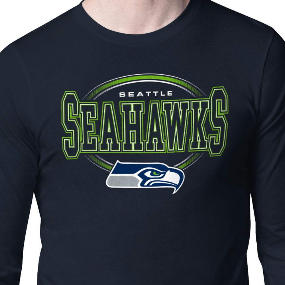 Seattle Seahawks Starter Team Track Graphic Long Sleeve T-Shirt - College Navy T-shirts