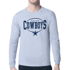 Dallas Cowboys Starter Team Track Graphic Long Sleeve T-Shirt - Heather Gray T-shirts