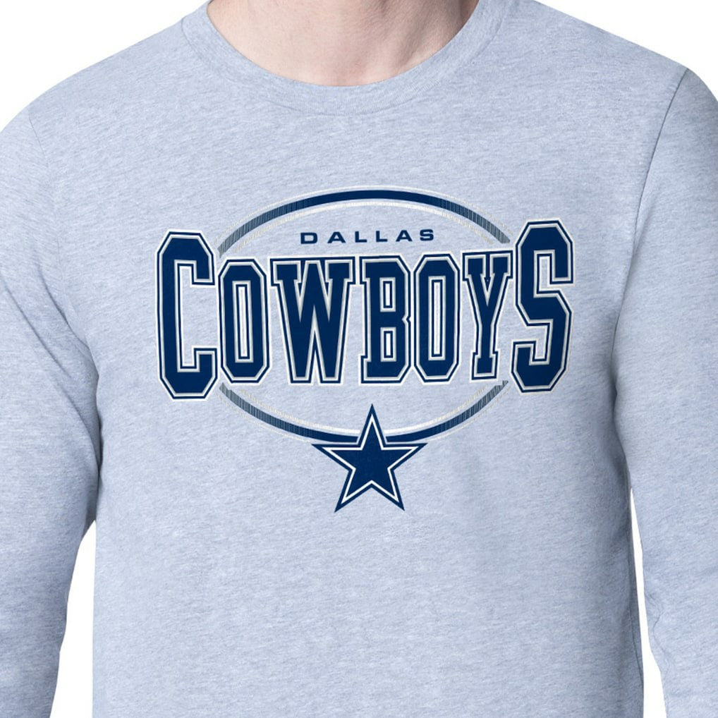 Dallas Cowboys Starter Team Track Graphic Long Sleeve T-Shirt - Heather Gray T-shirts