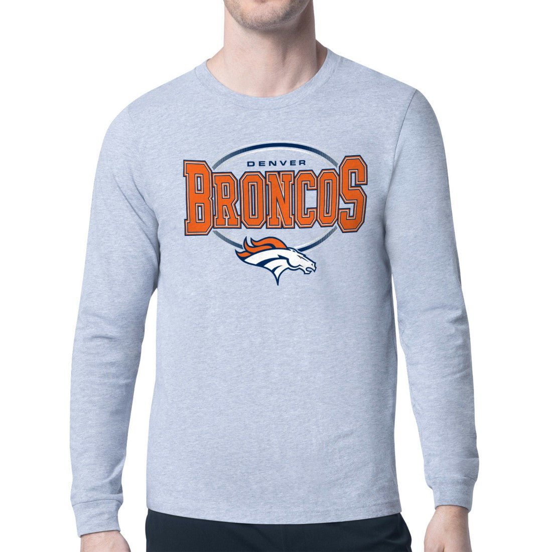 Denver Broncos Starter Team Track Graphic Long Sleeve T-Shirt - Heather Gray T-shirts