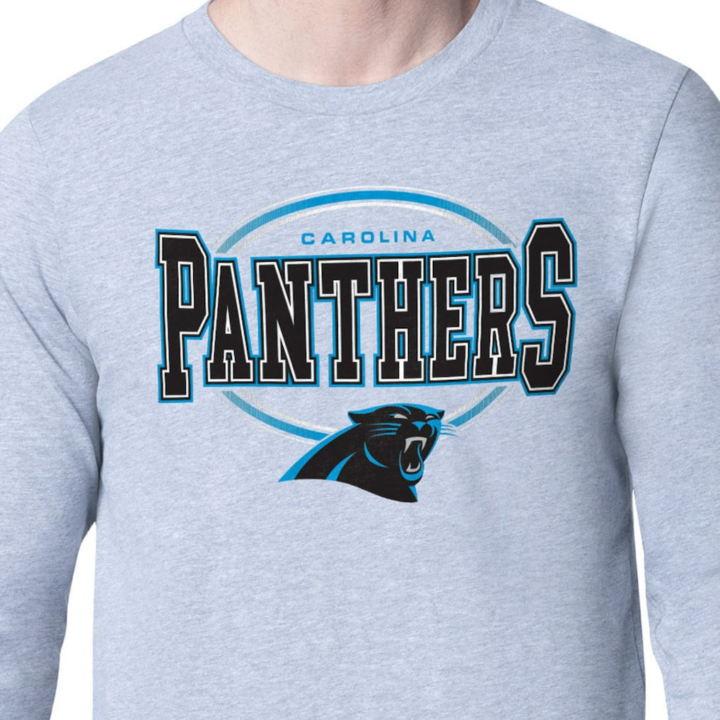Carolina Panthers Starter Team Track Graphic Long Sleeve T-Shirt - Heather Gray T-shirts