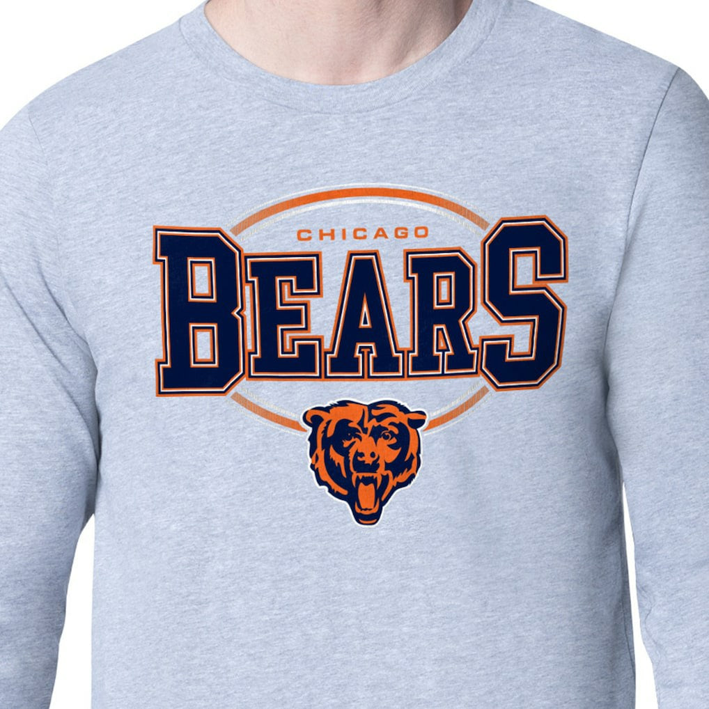 Chicago Bears Starter Team Track Graphic Long Sleeve T-Shirt - Heather Gray T-shirts