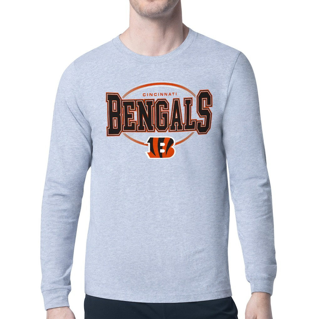 Cincinnati Bengals Starter Team Track Graphic Long Sleeve T-Shirt - Heather Gray T-shirts