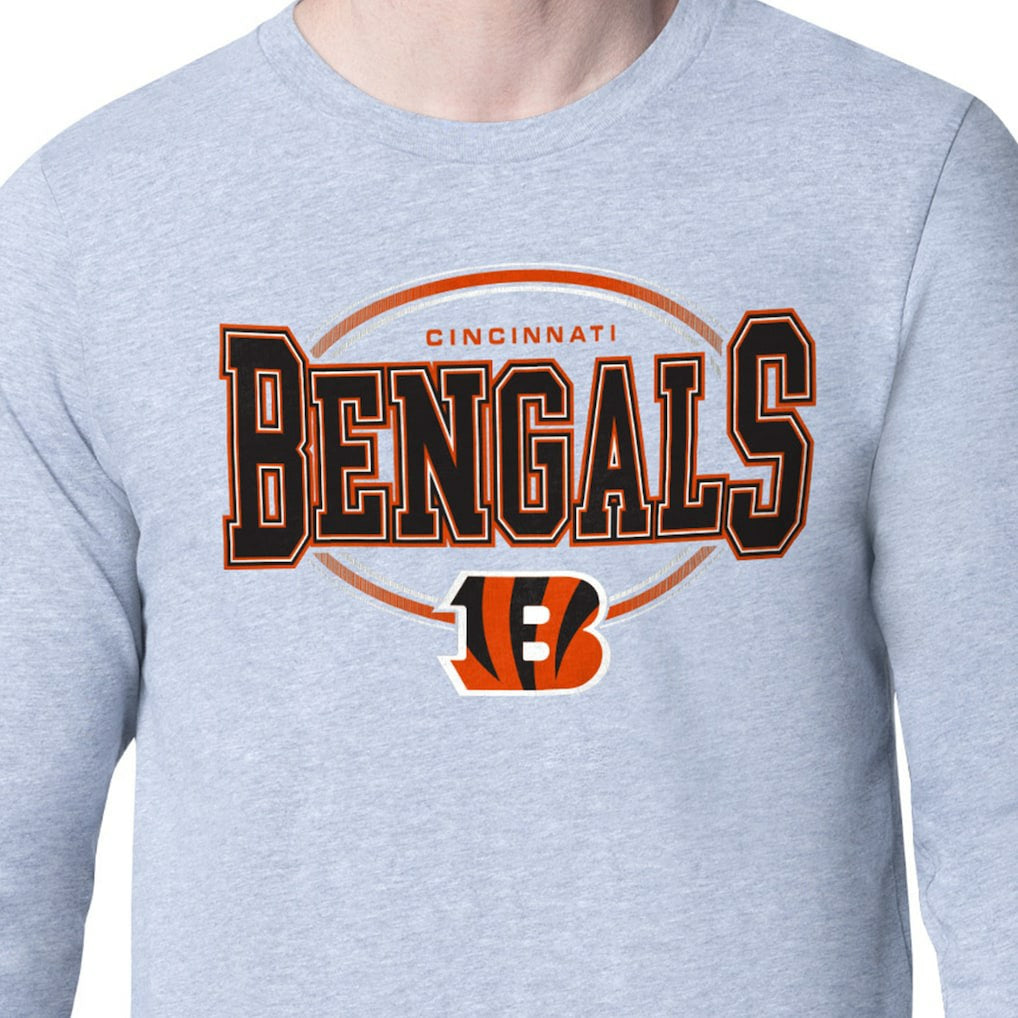 Cincinnati Bengals Starter Team Track Graphic Long Sleeve T-Shirt - Heather Gray T-shirts