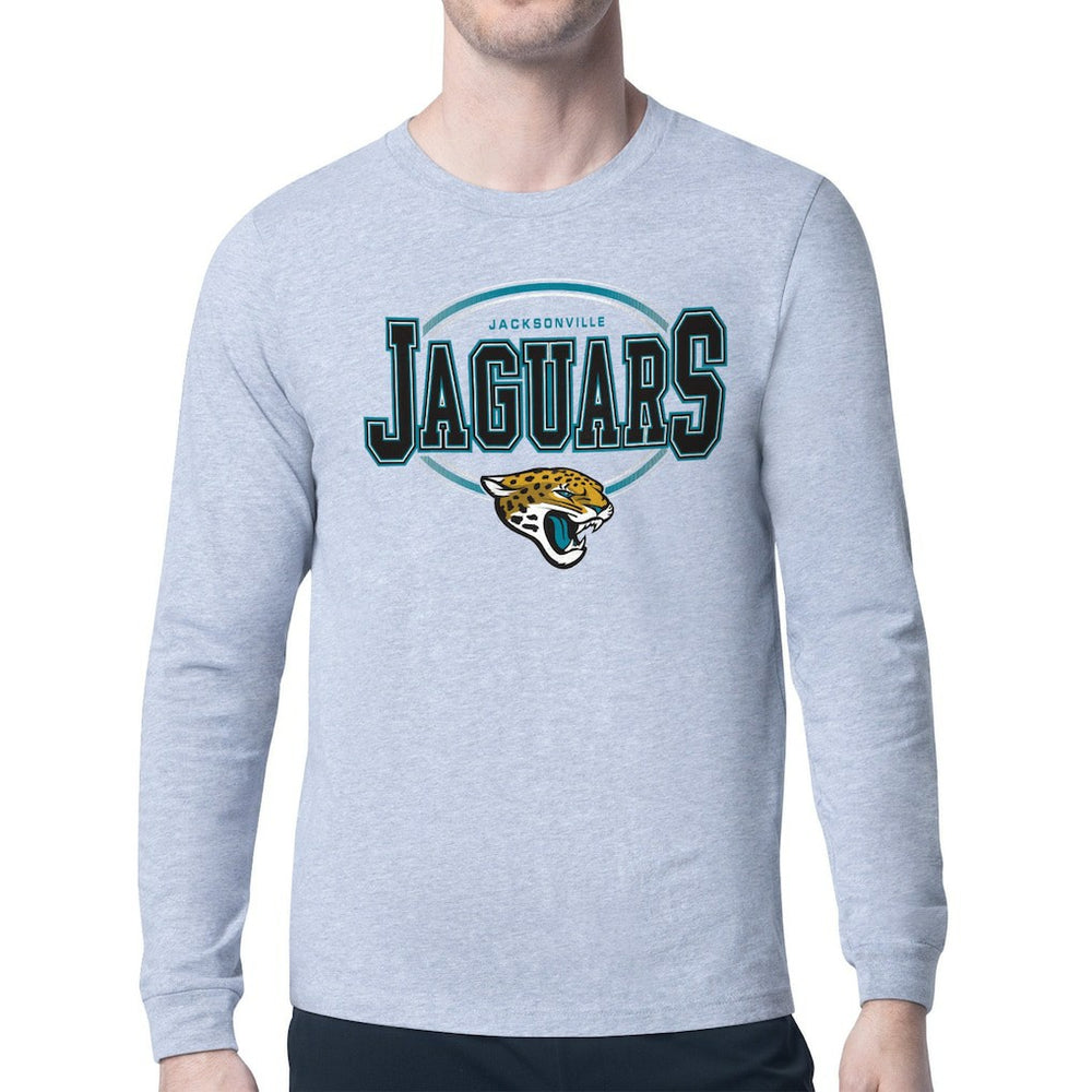 Jacksonville Jaguars Starter Team Track Graphic Long Sleeve T-Shirt - Heather Gray T-shirts