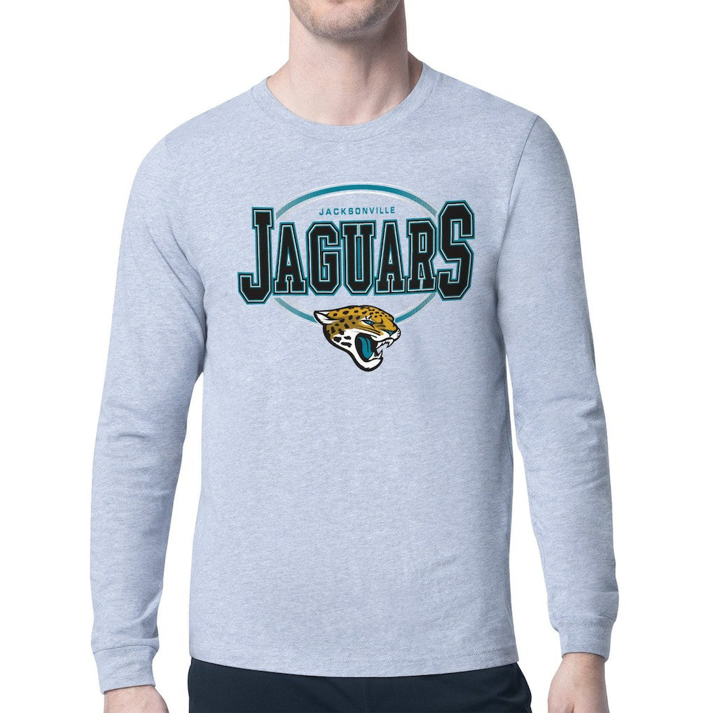 Jacksonville Jaguars Starter Team Track Graphic Long Sleeve T-Shirt - Heather Gray T-shirts