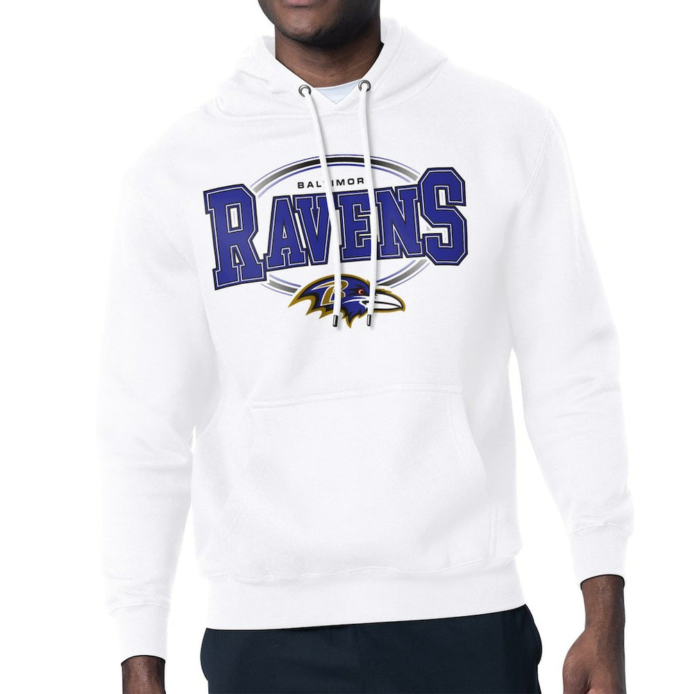 Baltimore Ravens Starter Team Track Graphic Pullover Hoodie - White Hoodies