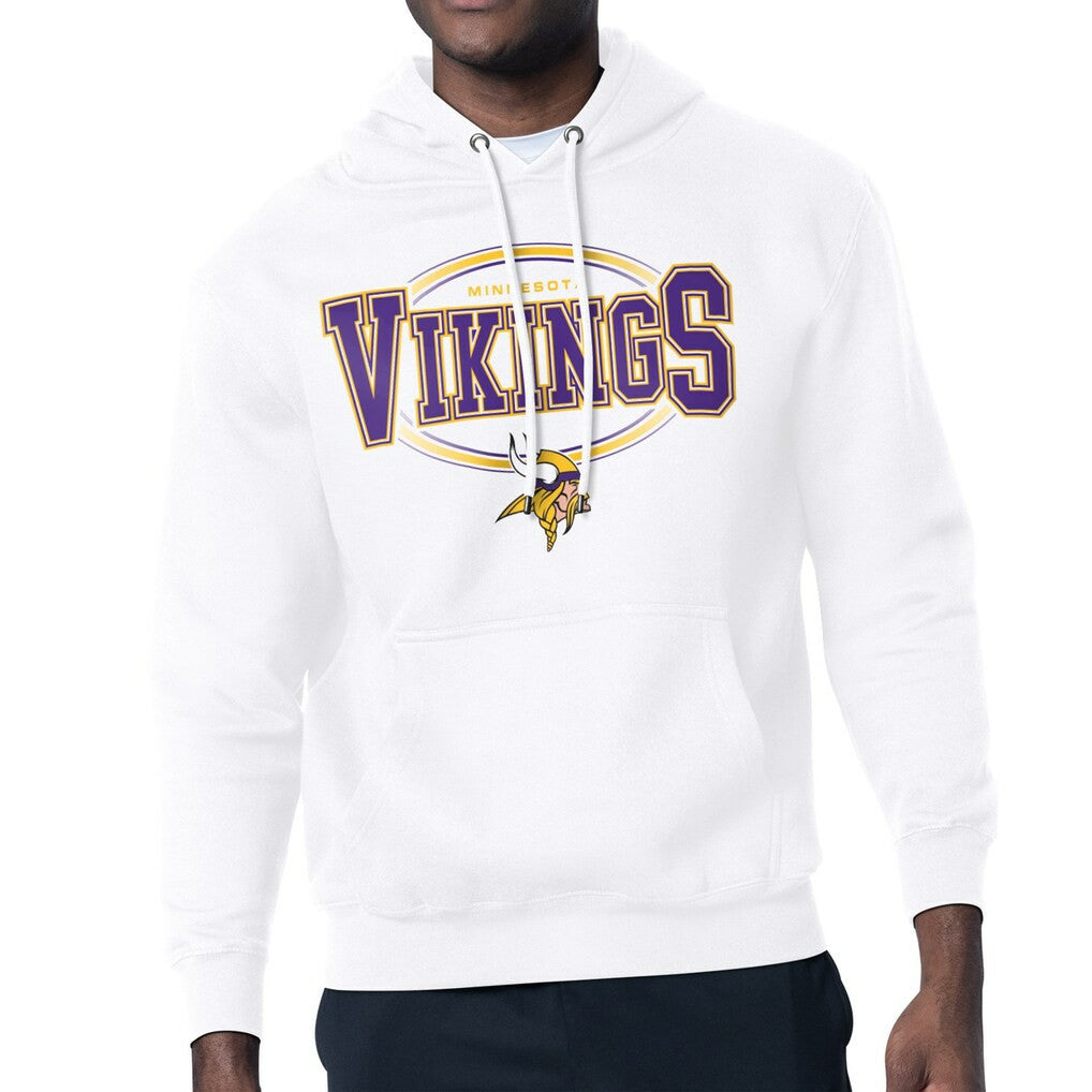 Minnesota Vikings Starter Team Track Graphic Pullover Hoodie - White Hoodies