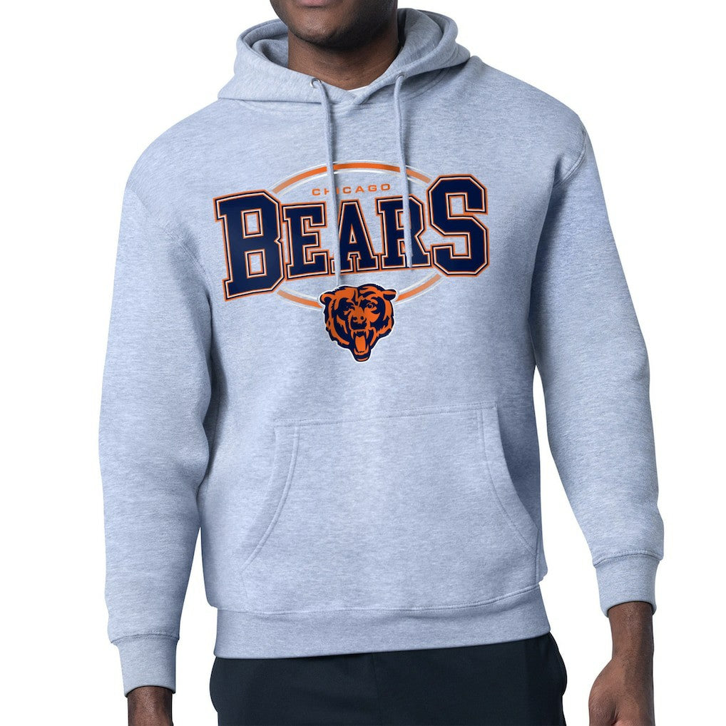 Chicago Bears Starter Team Track Graphic Pullover Hoodie - Heather Gray Hoodies