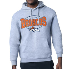 Denver Broncos Starter Team Track Graphic Pullover Hoodie - Heather Gray Hoodies