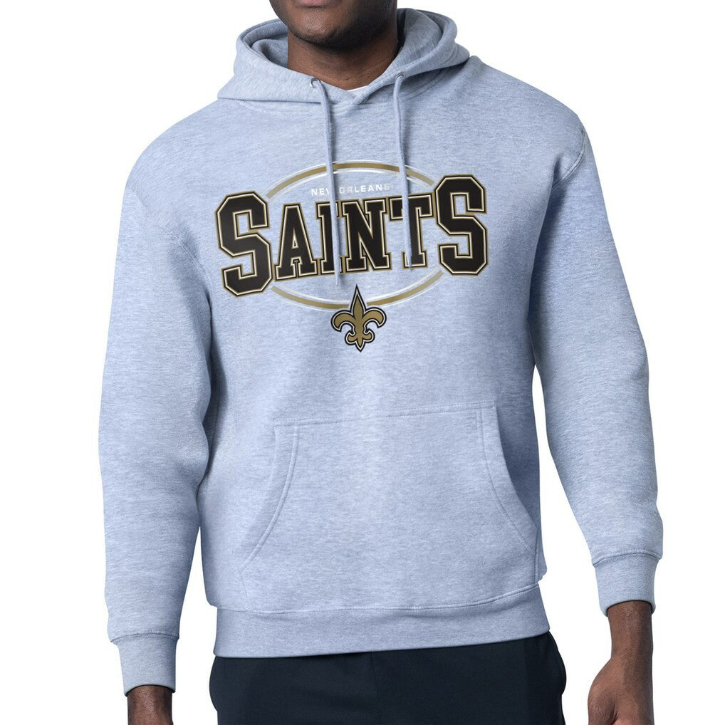 New Orleans Saints Starter Team Track Graphic Pullover Hoodie - Heather Gray Hoodies