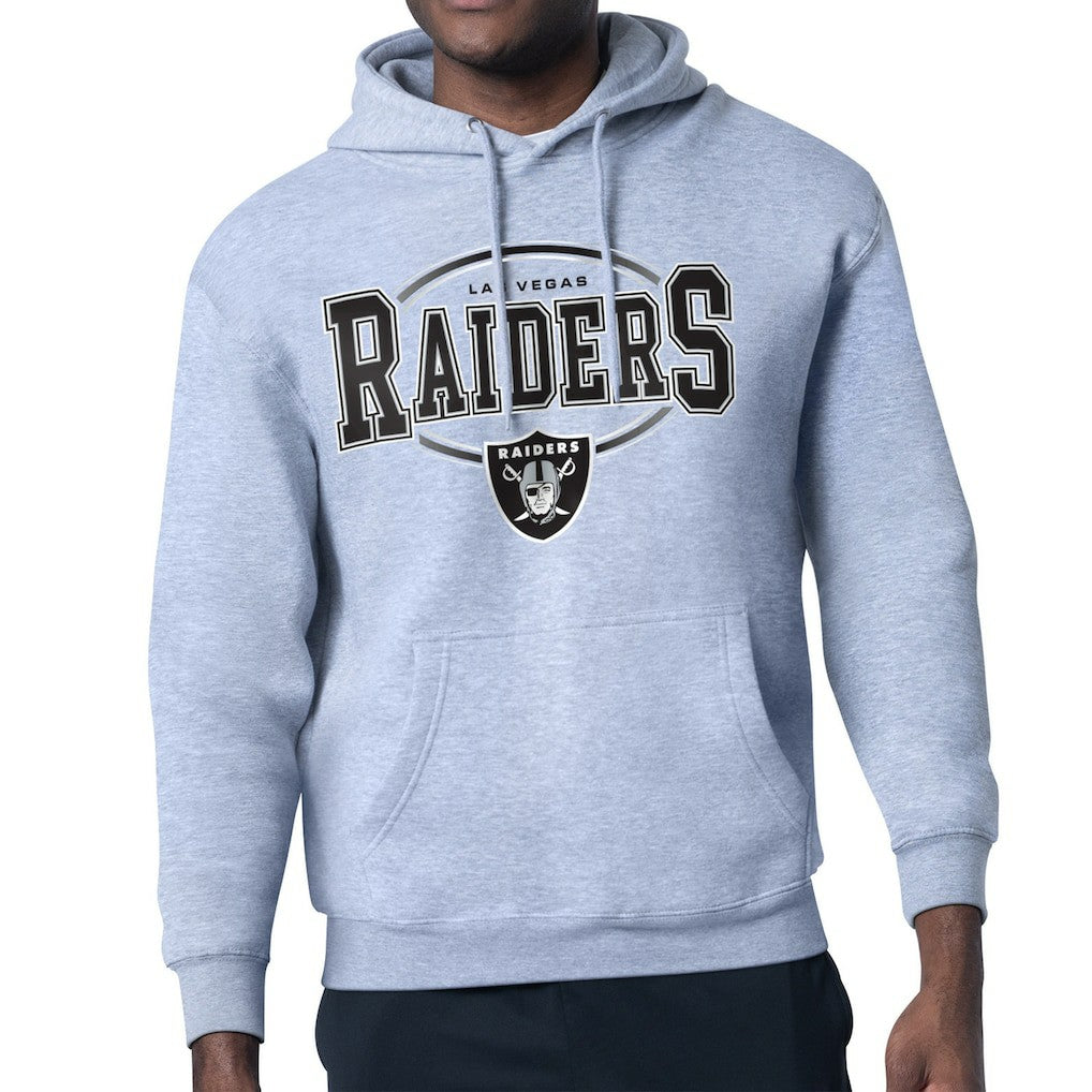 Las Vegas Raiders Starter Team Track Graphic Pullover Hoodie - Heather Gray Hoodies